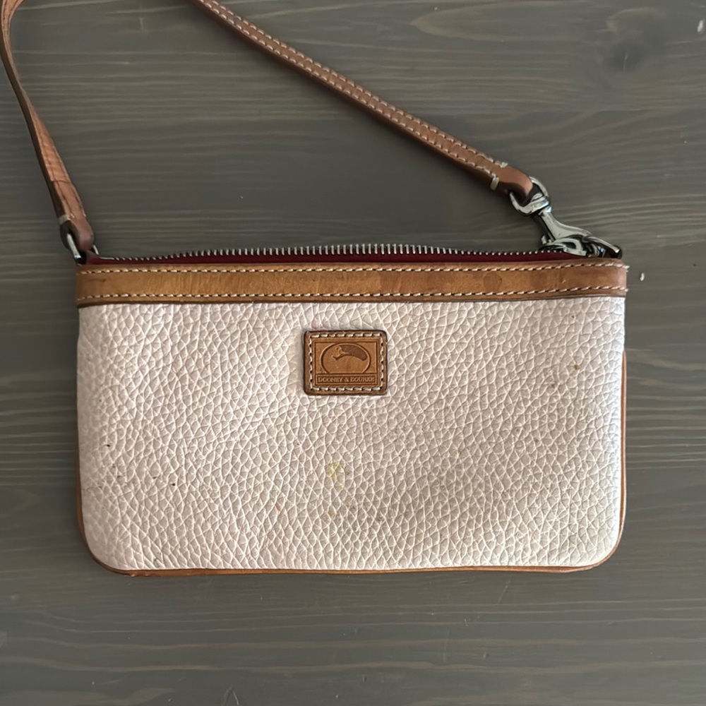 Dooney & Bourke Tan and Cream Leather Wristlet